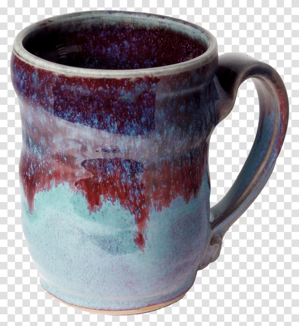Handmade Turquoise And Purple Pottery Mug Pottery Mug, Milk, Beverage, Drink, Jug Transparent Png