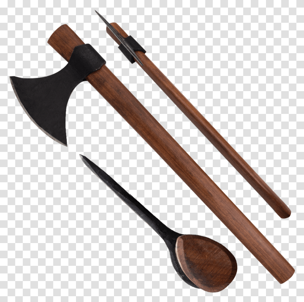 Handmade Viking Carbon Steel Ax Wooden Spoon, Axe, Tool, Cutlery Transparent Png
