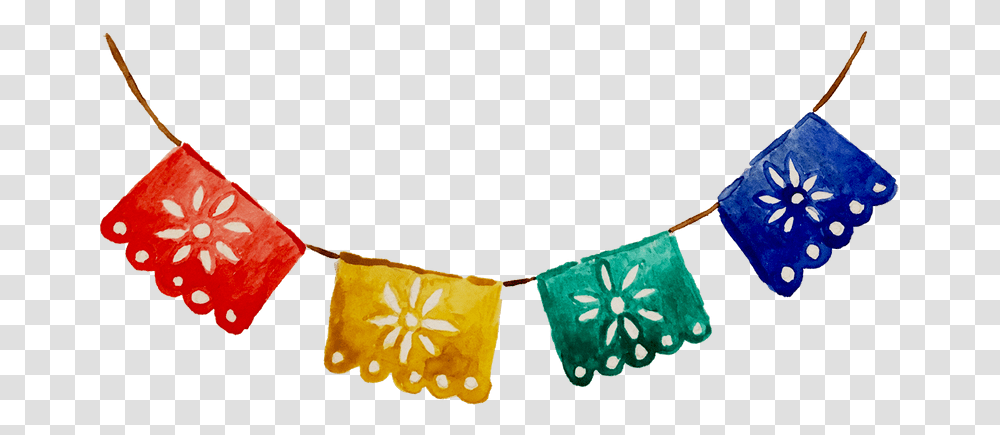 Handpainted Watercolor Christmas Picado Banner Decoration Embroidery, Accessories, Accessory, Necklace, Jewelry Transparent Png