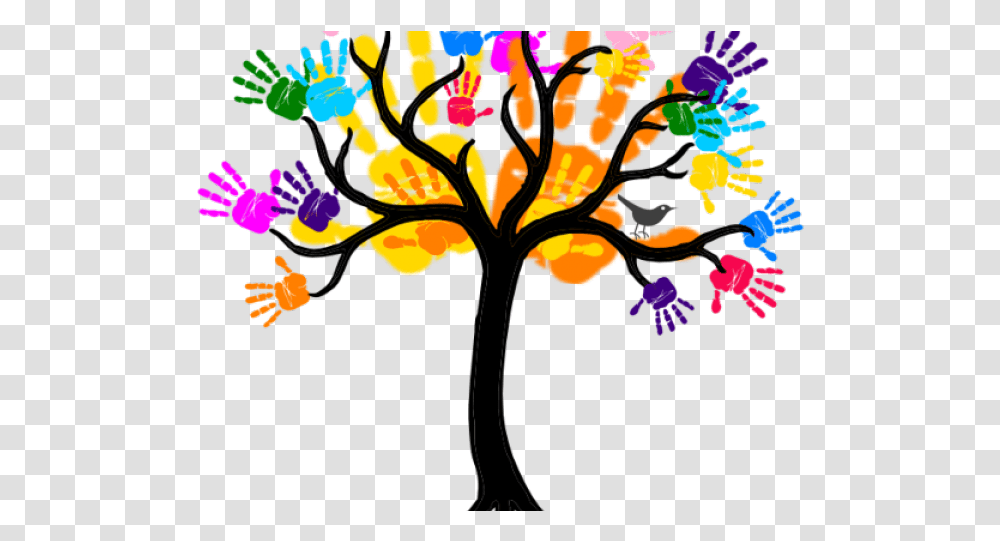 Handprint Clipart Friendship Tree Bare Tree With Roots Tree Trunk Drawing Cartoon, Graphics, Floral Design, Pattern, Fire Transparent Png