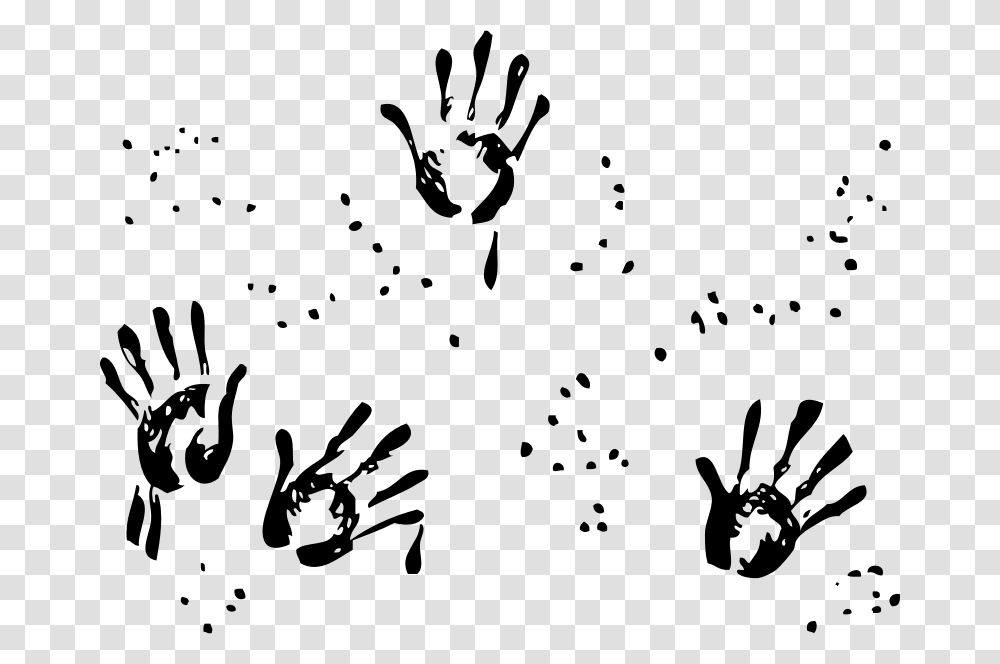 Handprints Finger Painting Clipart Black And White, Gray, World Of Warcraft Transparent Png