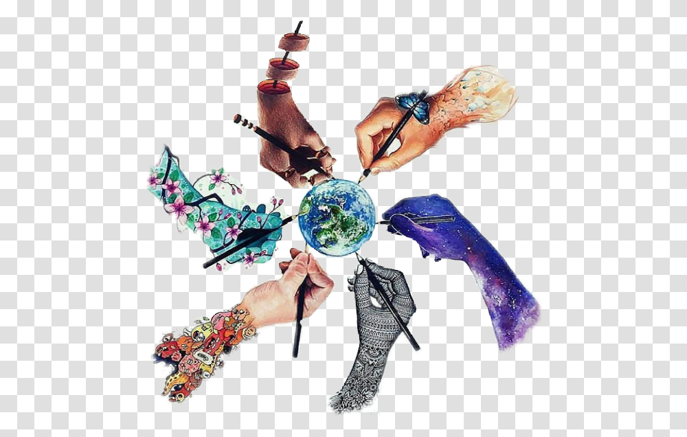Hands Drawing Peace World Watercolor Hand Art Drawing The World, Outer Space, Astronomy, Person, Planet Transparent Png