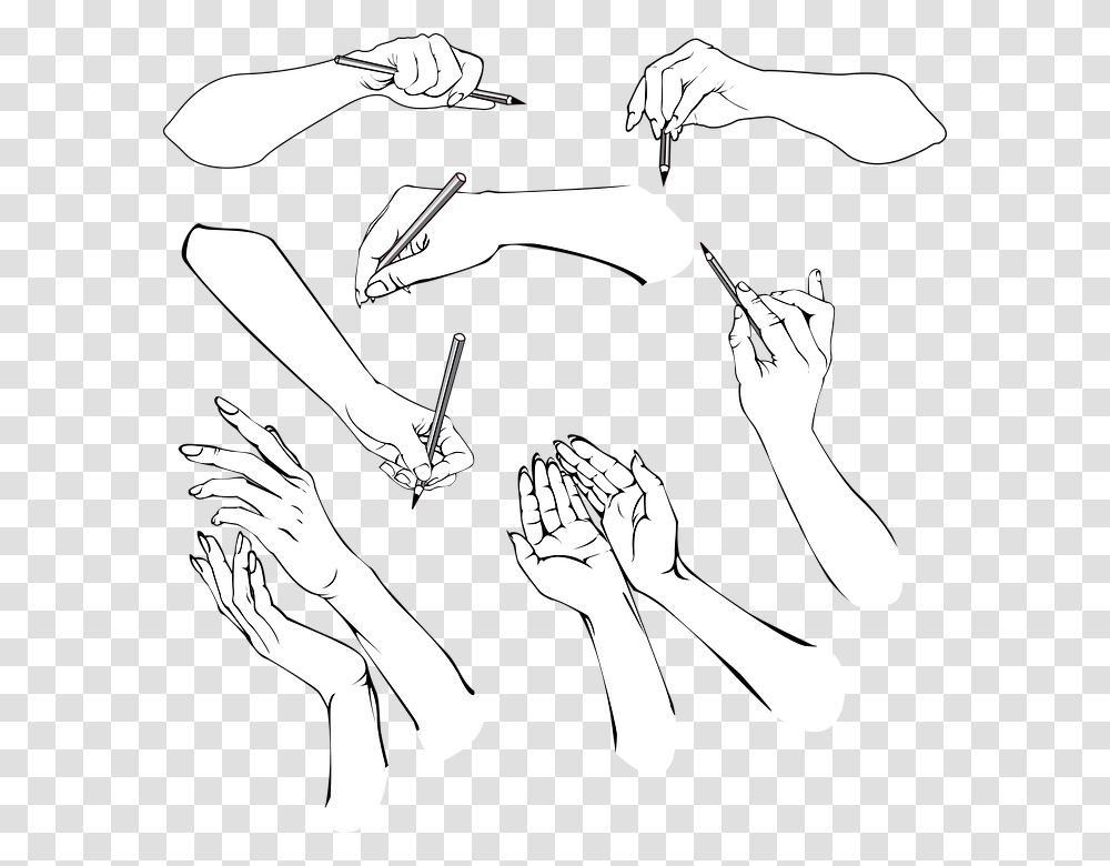 Hands Figure Sketches The Hand People Wrist Illustration, Person, Stencil, Crowd, Photography Transparent Png