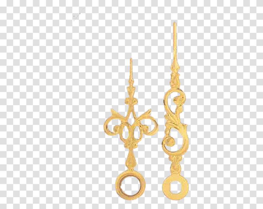 Hands For Quartz Movements Clock Length 4534 Mm Yellow Uhrzeiger Gold, Cross, Symbol, Earring, Jewelry Transparent Png