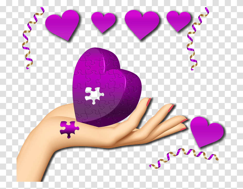 Hands Hearts Heart Puzzle Decoration Background Imgenes De Manos Con Corazones, Person, Human, Face, Purple Transparent Png
