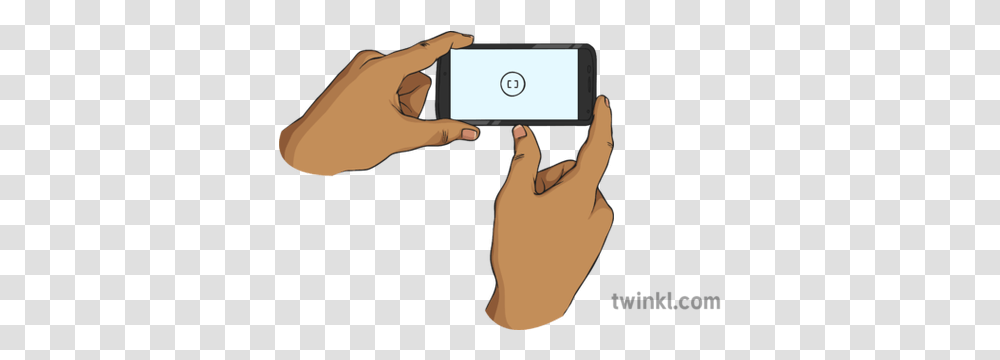 Hands Holding Camera Phone Illustration Camera Phone, Computer, Electronics, Face, Person Transparent Png