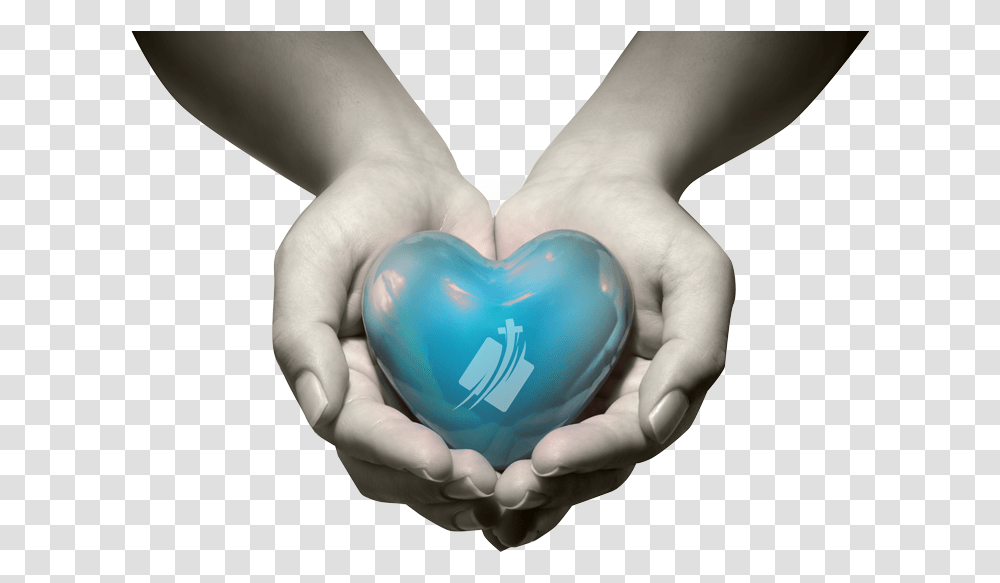 Hands Holding Out A Blue Cyan Turquoise Heart With Dil Image In Hand, Person, Human, Finger, Ball Transparent Png