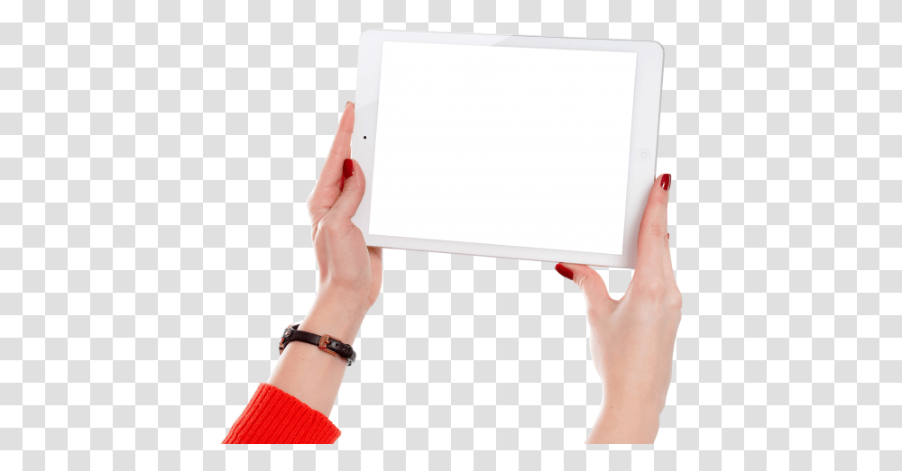 Hands Holding Tablet, Person, Human, White Board Transparent Png