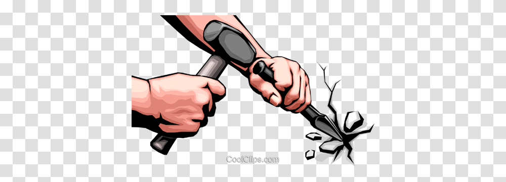 Hands With Chisel Royalty Free Vector Clip Art Illustration, Tool, Hammer, Scissors, Blade Transparent Png