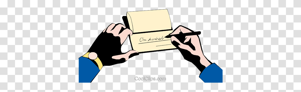 Hands Writing A Check Royalty Free Vector Clip Art Illustration, Package Delivery, Carton, Box, Cardboard Transparent Png