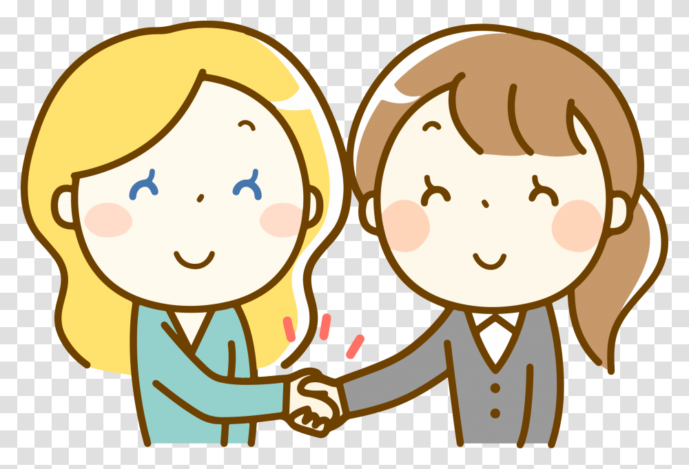 Handshake Cartoon Clipart Shake Hand By Ladies, Crowd, Food, Grain, Produce Transparent Png