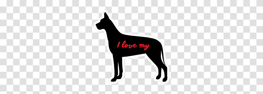 Handwritten I Love My Great Dane Silhouette Sticker, Mammal, Animal, Pet, Cat Transparent Png