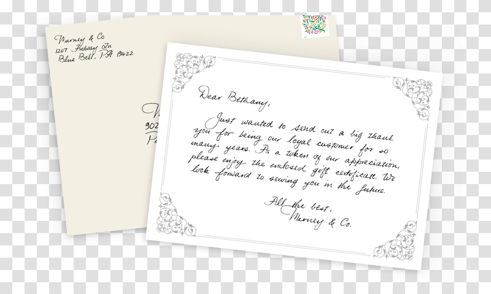 Handwritten Thank You For Your Purchase Note, Envelope, Business Card, Paper Transparent Png