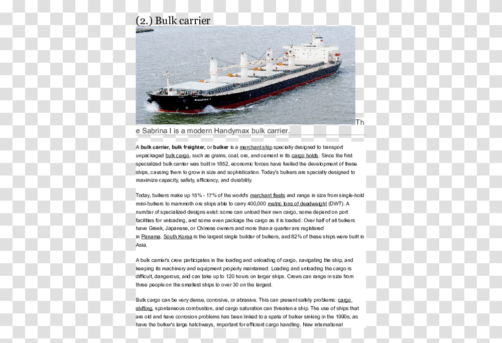 Handymax Bulk Carrier, Boat, Vehicle, Transportation, Freighter Transparent Png