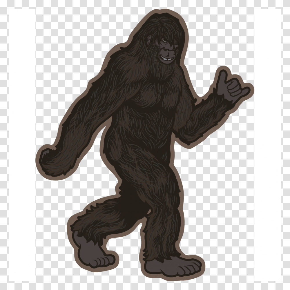 Hang Loose Bigfoot The Heart Sticker Company, Ape, Wildlife, Mammal, Animal Transparent Png