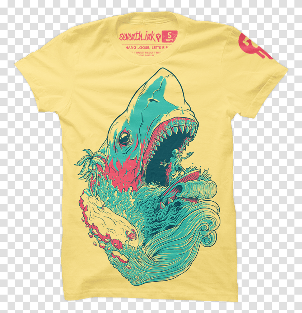 Hang Loose Let's Rip Shark Shirt By Seventh French Paper Banana Split, Apparel, T-Shirt, Plant Transparent Png