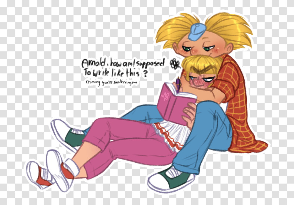 Hangin Out By Kerenitychan Arnold And Helga Hey Arnold Hey Arnold Cursed, Person, Comics, Book, Cushion Transparent Png