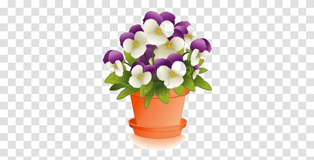 Hanging Flower Pots Download Flower Pot Clipart, Plant, Blossom, Pansy, Orchid Transparent Png