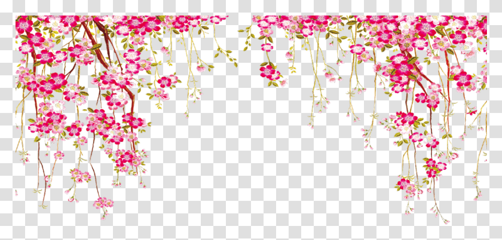 Hanging Vines Border Flowers Vector, Floral Design, Pattern Transparent Png