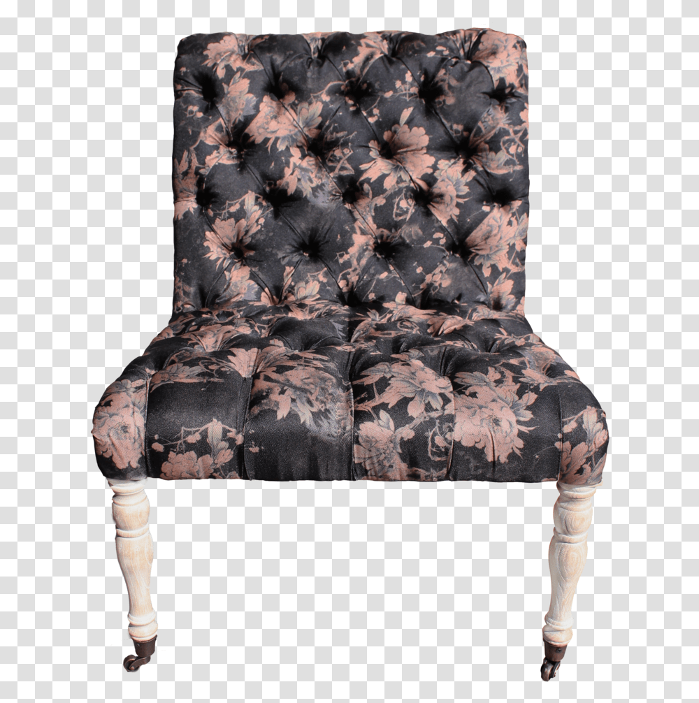 Hannah Chair Armless Tufted Black Floral Chair Black Chair, Furniture, Armchair, Honey Bee, Insect Transparent Png