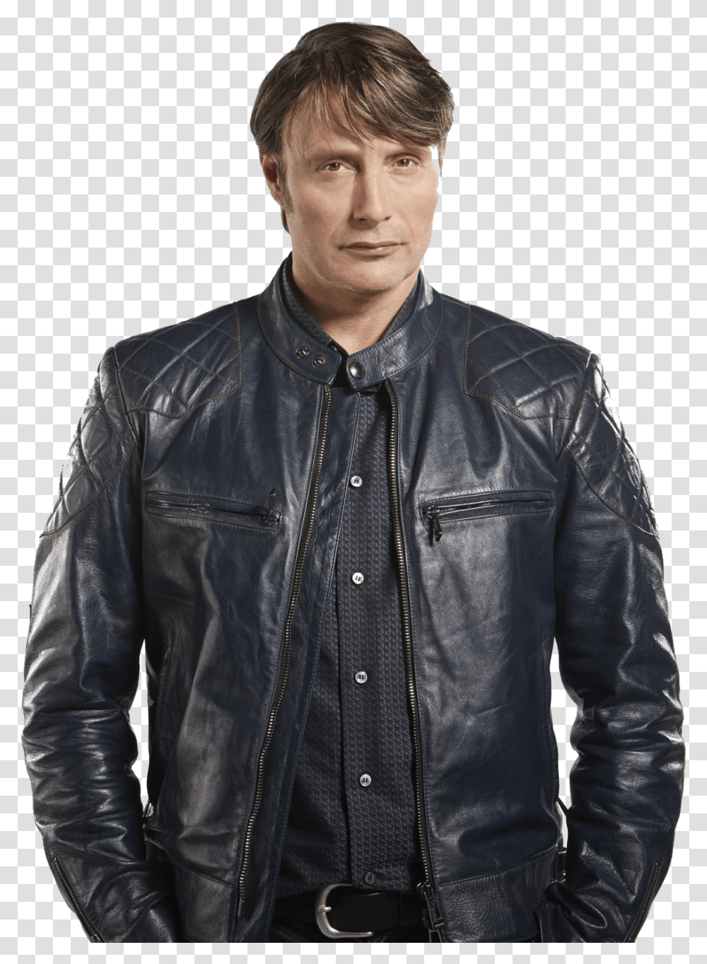 Hannibal Leather Jacket, Coat, Apparel, Person Transparent Png
