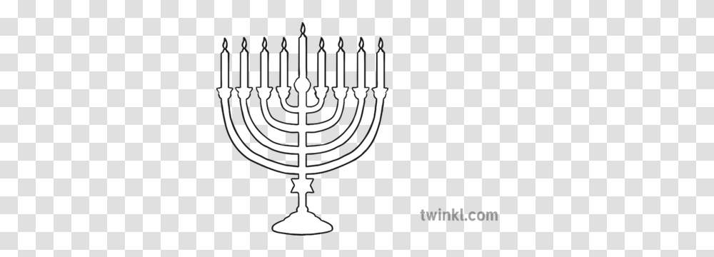 Hanukkah Menorah Outline Illustration Hanukkah Menorah Outline, Lamp, Chandelier, Candle Transparent Png