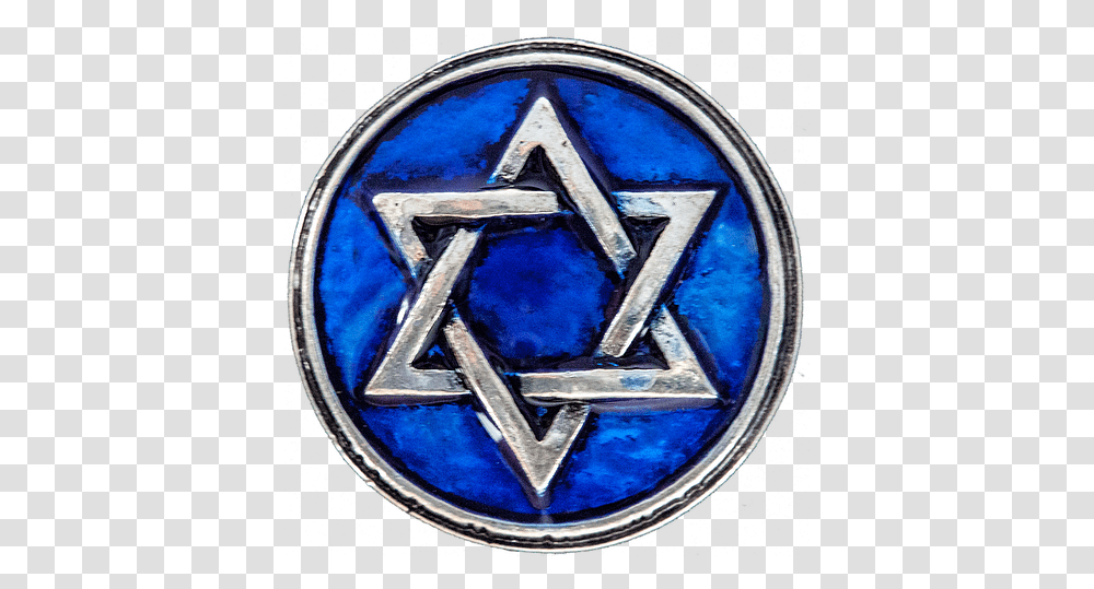 Hanukkah Silver Star Of David With Blue Background Snap Charm Jewish Symbols, Logo, Trademark, Emblem, Clock Tower Transparent Png