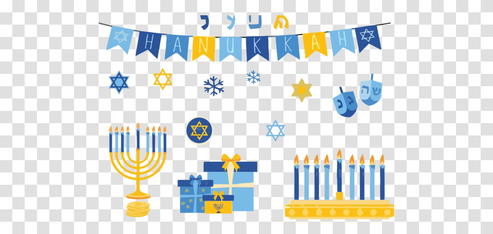 Hanukkah Yellow Birthday Candle For Happy Green White And Orange Bunting, Symbol, Text, Star Symbol, Leisure Activities Transparent Png