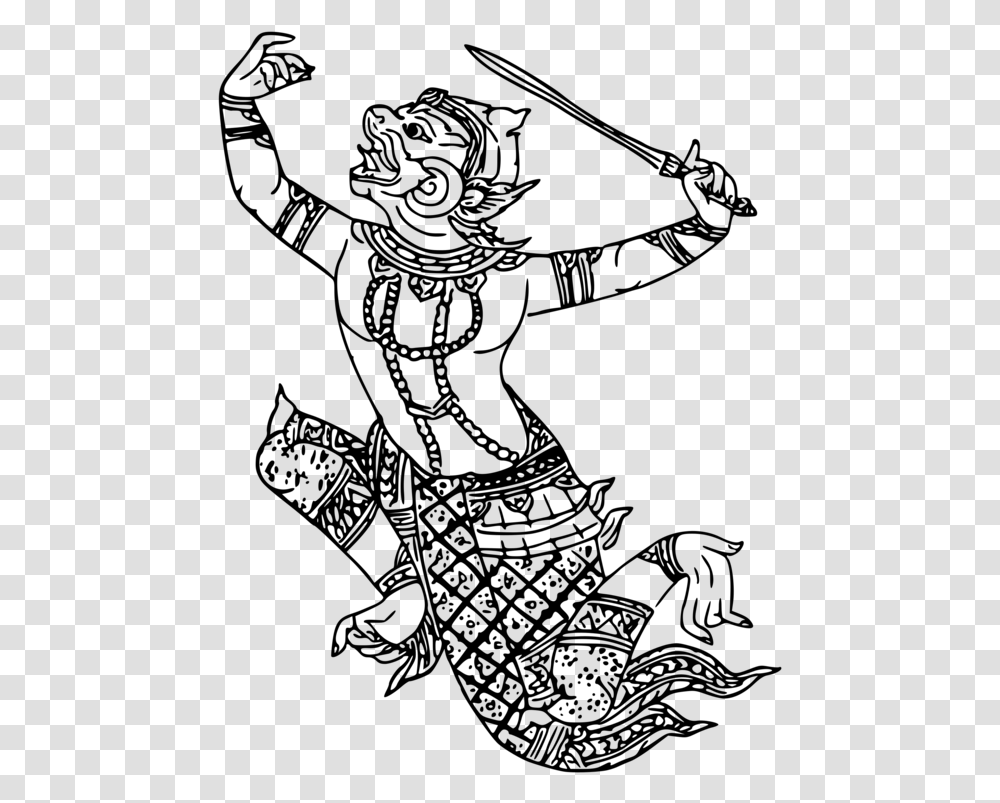 Hanuman Drawing Art Clipart Hanuman Black, Gray, World Of Warcraft Transparent Png