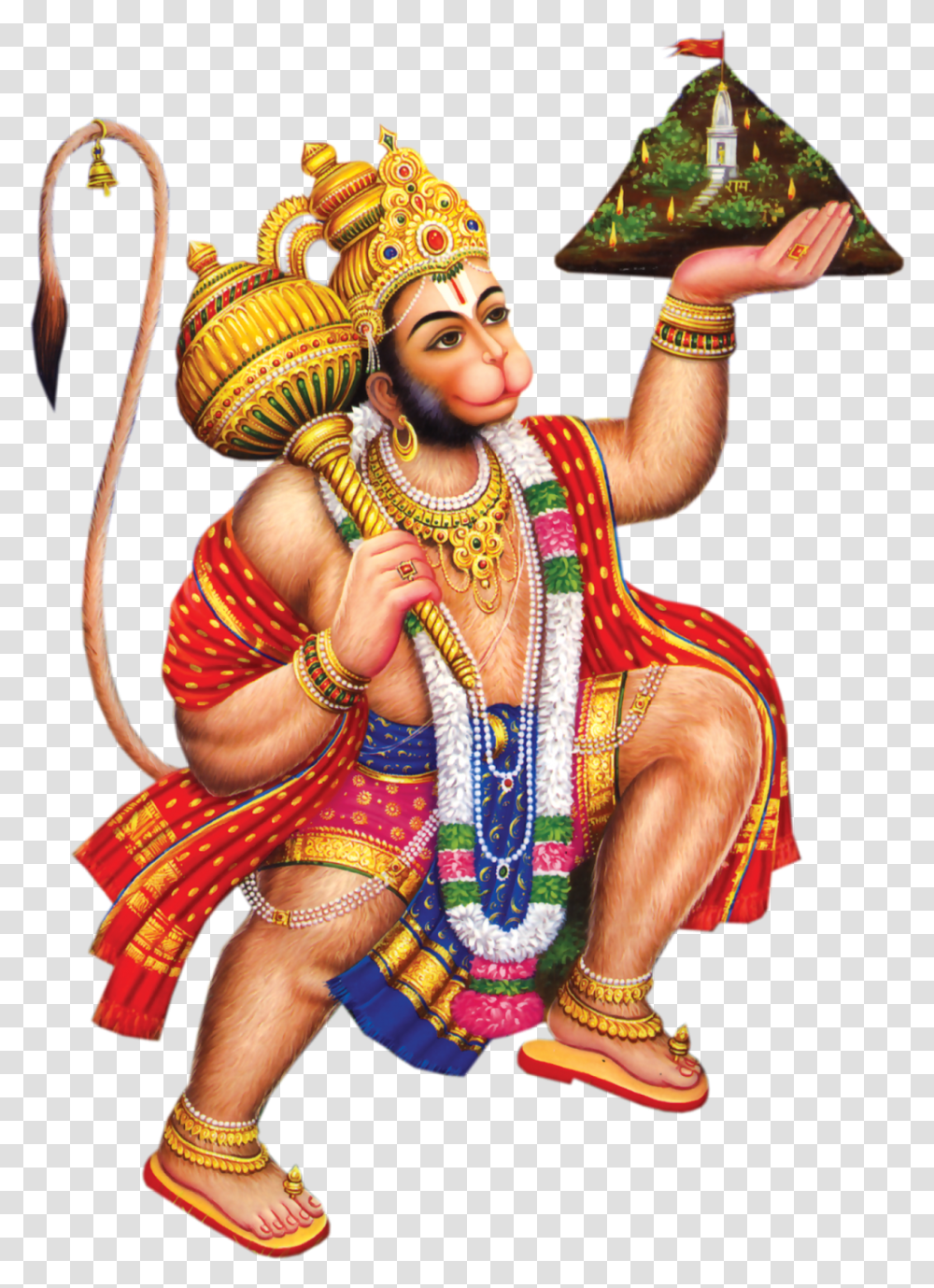 Hanuman Hanuman Ji With Mountain, Person, Dance Pose, Leisure Activities, Crowd Transparent Png