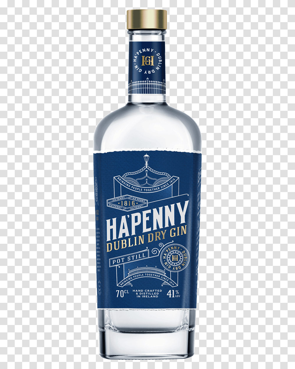 Hapenny Gin Bottle Ha Penny Gin, Liquor, Alcohol, Beverage, Drink Transparent Png
