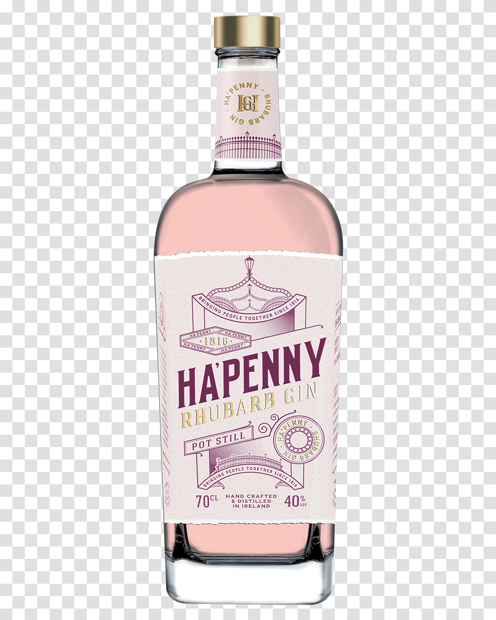 Hapenny Rhuhbarb Gin Bottle Ha Penny Rhubarb Gin, Alcohol, Beverage, Drink, Wine Transparent Png