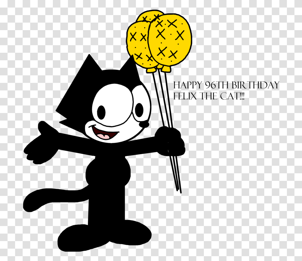 Happiness Cartoon Line Image Felix The Cat Ballons, Pac Man, Stencil Transparent Png