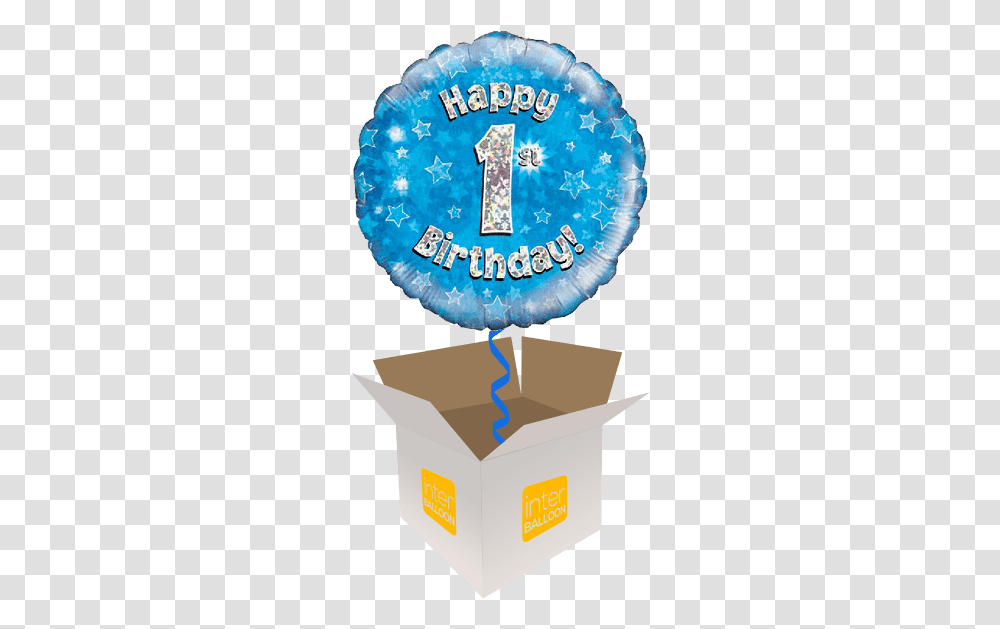 Happy 1st Birthday Blue Holographic Happy 10th Birthday Balloons, Logo Transparent Png