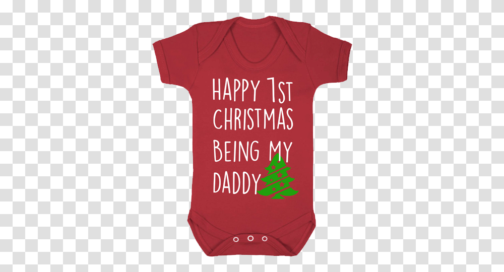 Happy 1st Christmas Being My Daddy Red Baby Vest Short Sleeve, Clothing, Apparel, T-Shirt Transparent Png