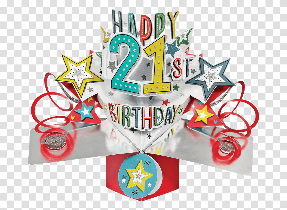 Happy 21st Birthday Pop Up Greeting Card 21st Birthday Card Pop Up, Star Symbol, Number Transparent Png