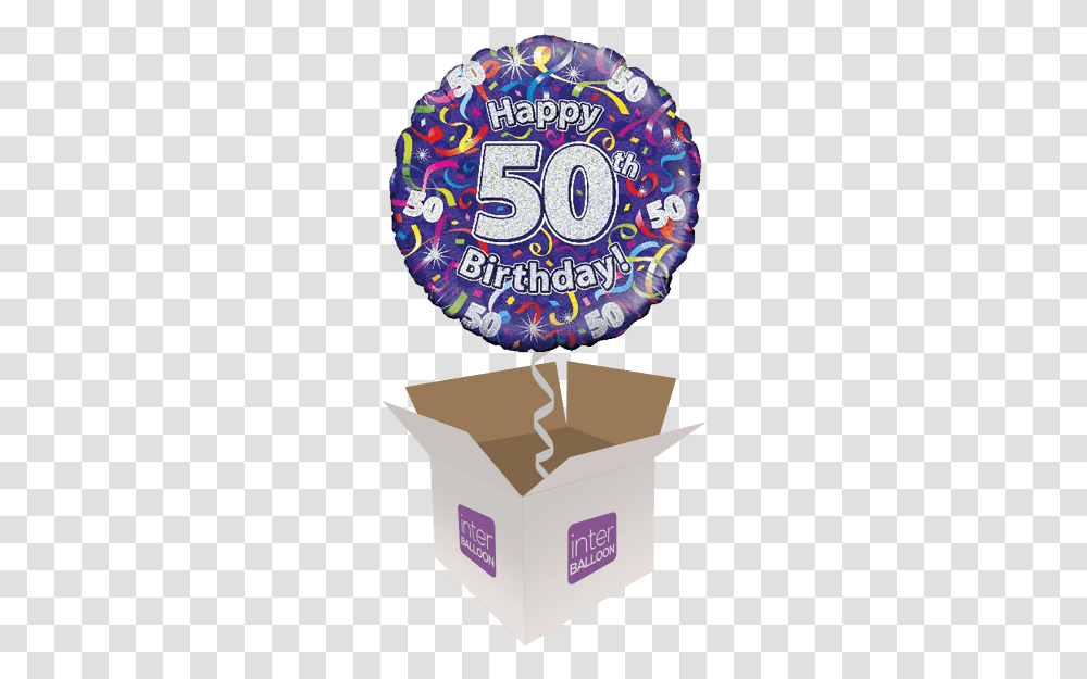 Happy 50th Birthday Purple Streamers 90th Birthday Party Balloon, Label, Logo Transparent Png