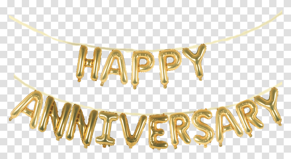 Happy Anniversary Banner Chain, Label, Text, Gold, Accessories Transparent Png