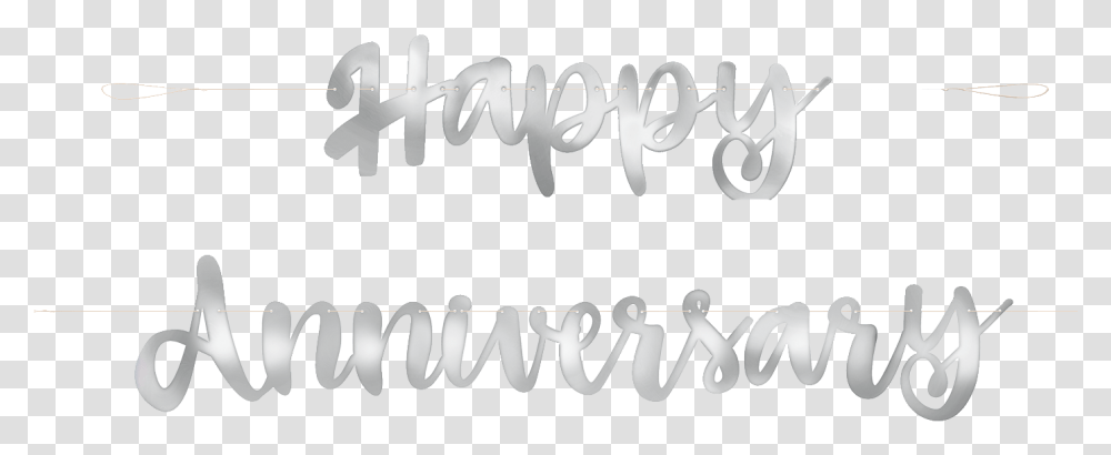Happy Anniversary Banner Silver Calligraphy, Handwriting, Letter Transparent Png