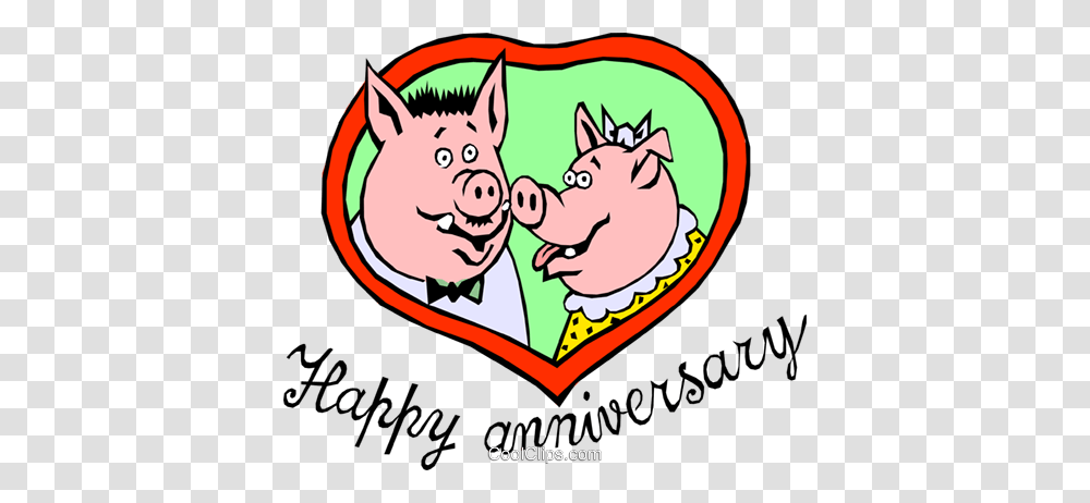 Happy Anniversary Pigs Royalty Free Vector Clip Art Illustration, Advertisement, Poster, Flyer, Paper Transparent Png