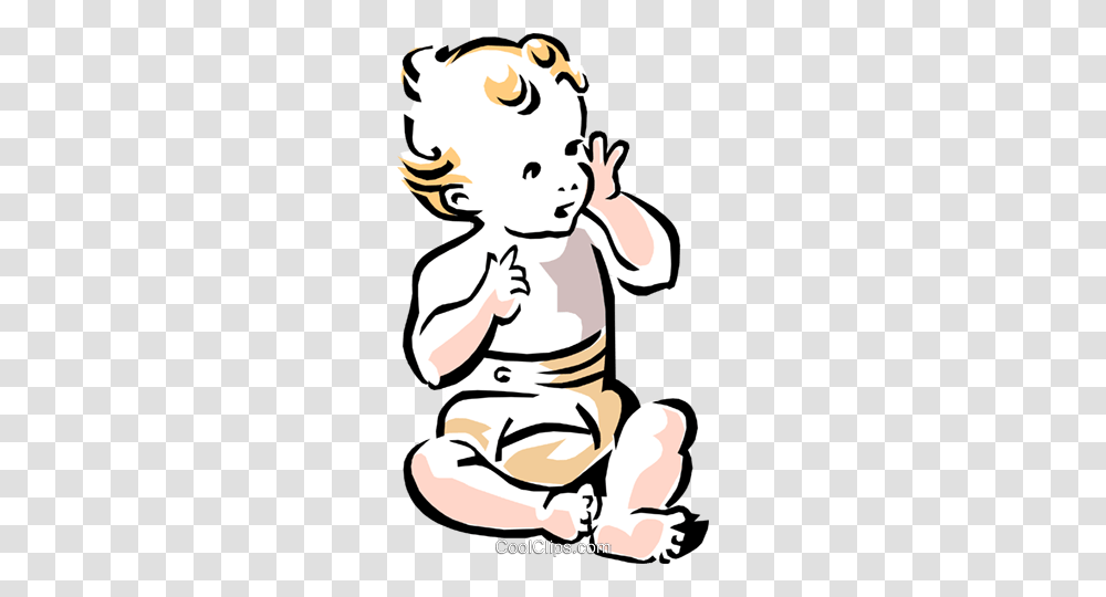 Happy Baby In Diapers Royalty Free Vector Clip Art Illustration, Kneeling, Poster, Advertisement, Stencil Transparent Png