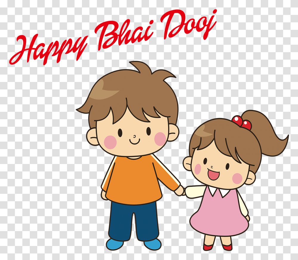 Happy Bhai Dooj Image File Brothers And Sisters Cartoon, Female, Girl, Kid, Child Transparent Png