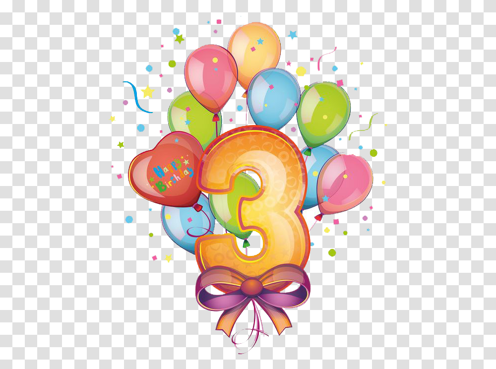 Happy Birthday 3 Clipart Download Happy Birthday, Ball, Number Transparent Png