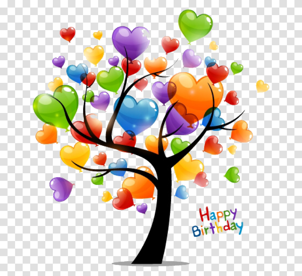 Happy Birthday Balloon Tree, Floral Design, Pattern Transparent Png