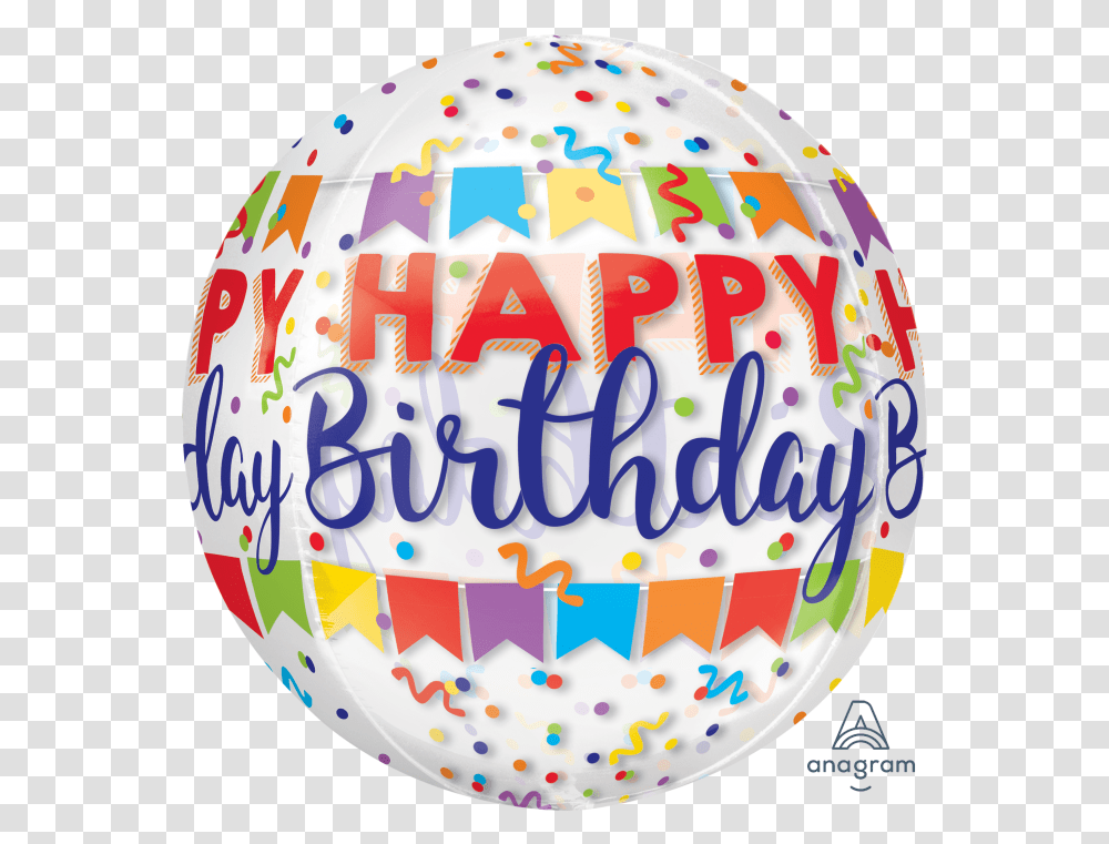 Happy Birthday Bash Orbz Happy Birthday Round Banner, Ball, Birthday Cake, Dessert, Food Transparent Png