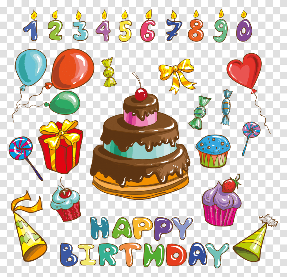 Happy Birthday Cake Cartoon, Dessert, Food Transparent Png