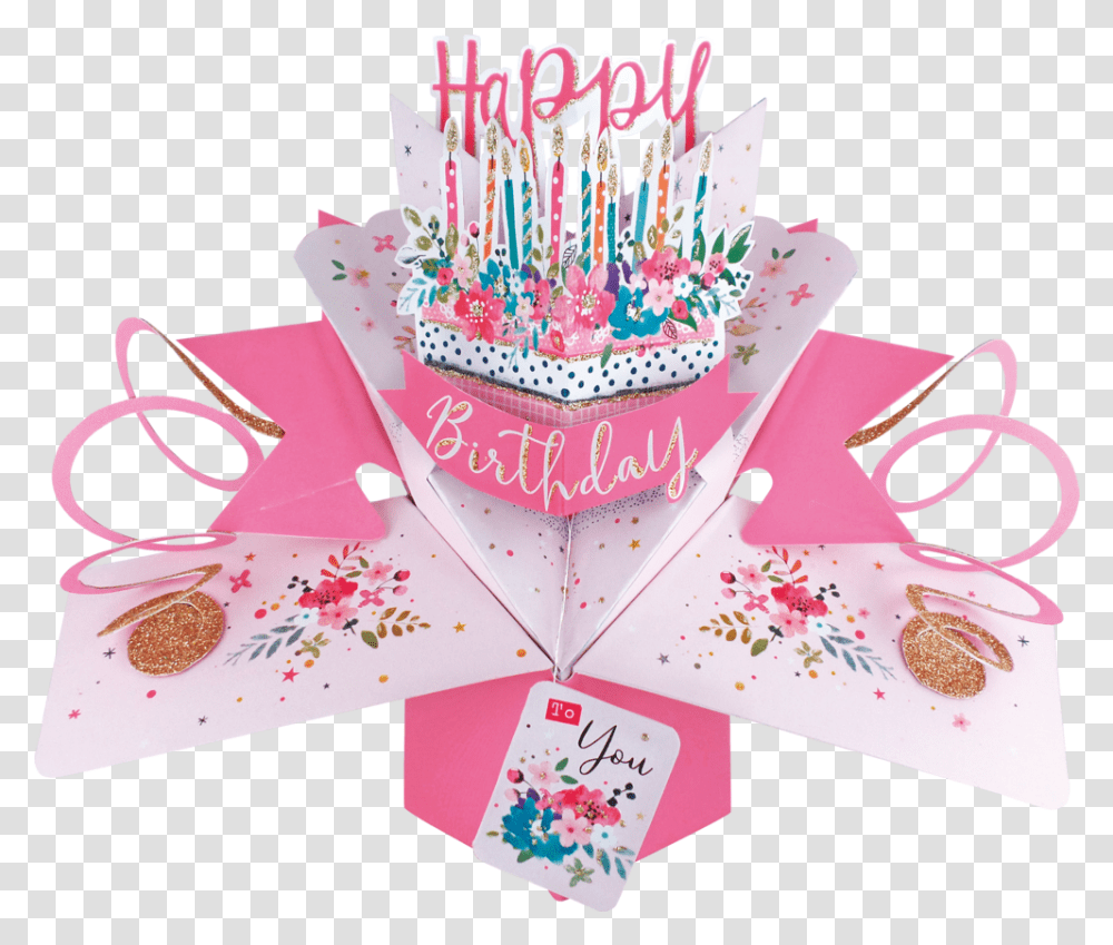 Happy Birthday Cake Pop Up Greeting Card Happy Birthday Pop Up Cards For Daughter, Dessert, Food, Sweets, Confectionery Transparent Png