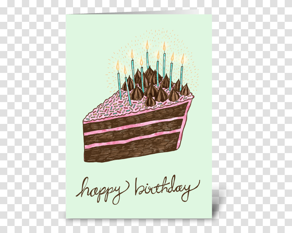 Happy Birthday Cake Slice Birthday Card Cake Slice, Dessert, Food, Icing, Cream Transparent Png