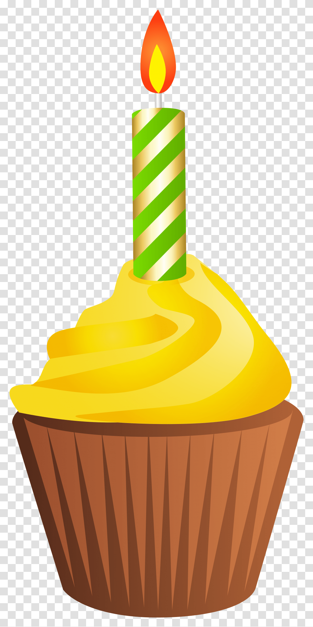 Happy Birthday Candle, Cupcake, Cream, Dessert, Food Transparent Png