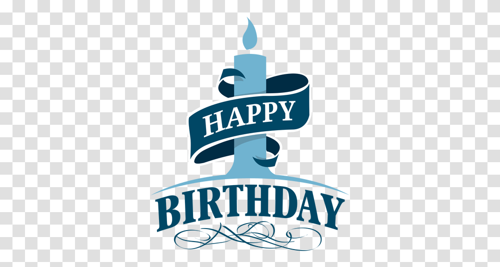 Happy Birthday Candle Ribbon Illustration Logo, Symbol, Trademark, Text, Emblem Transparent Png